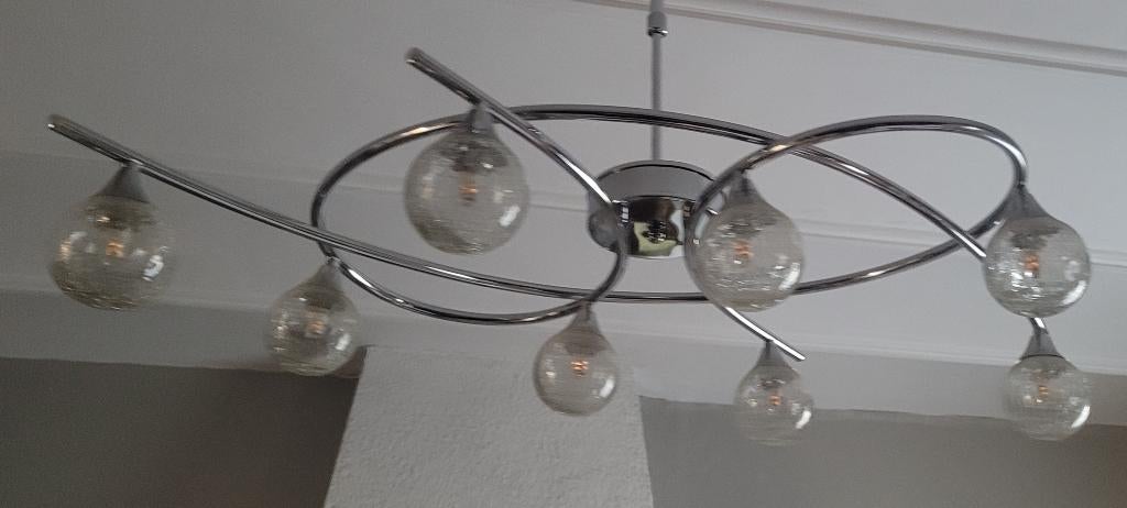 Plafonnier moderne chromé, Enlèvement, Comme neuf, Verre