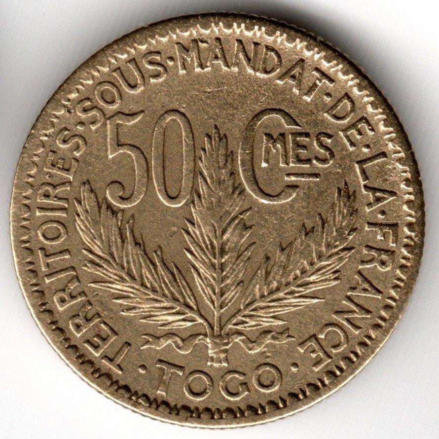 Togo : 50 Centimes 1924 KM #1 Réf 16262, Enlèvement ou Envoi, Autres pays, Monnaie en vrac