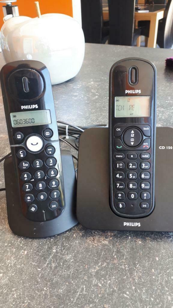 Téléphones sans fil Philips Dect CD 150 Duo, Telecommunicatie, Ophalen of Verzenden, Gebruikt, 2 handsets