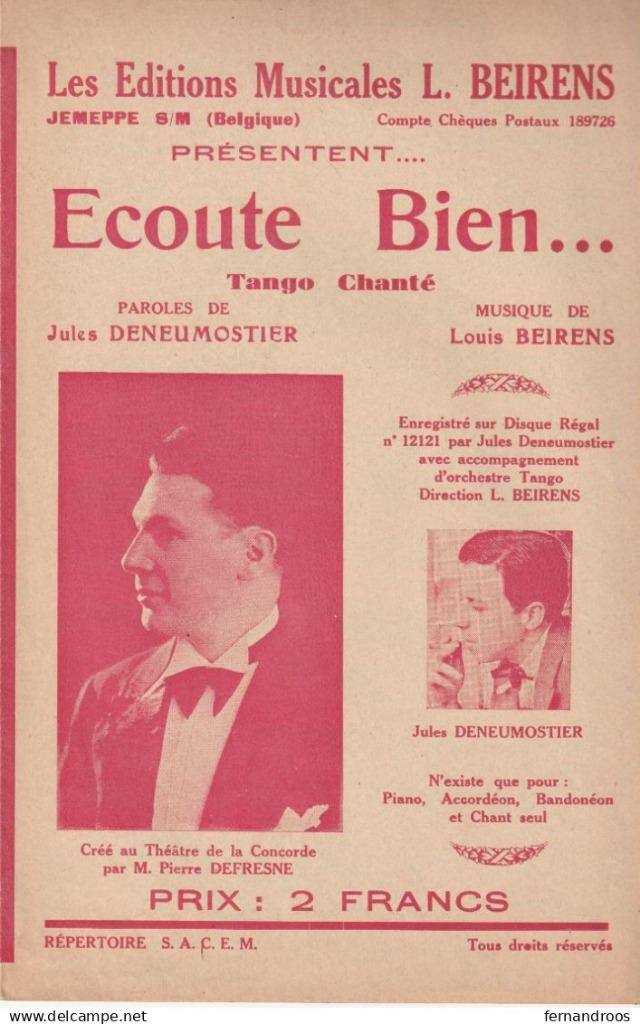 ECOUTE BIEN TANGO CHANTE PARTITION MUSICALE, Musique & Instruments, Partitions, Enlèvement ou Envoi, Autres genres, Utilisé, Chant