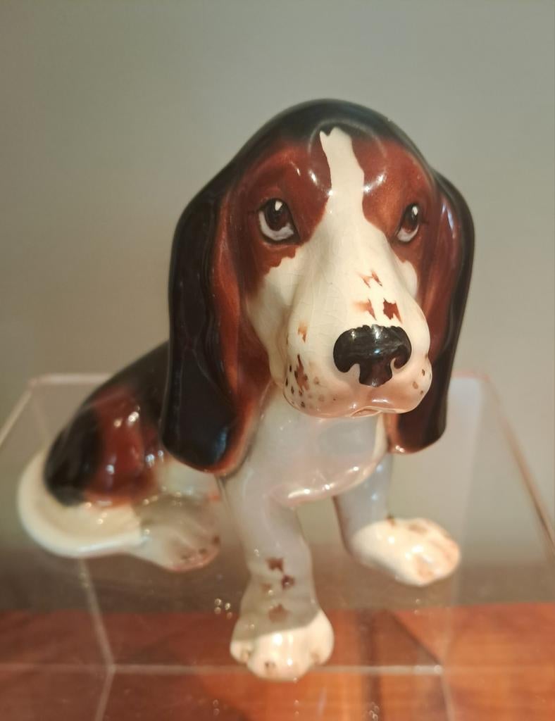 Prachtig oud Engels beeldje ,Basset, Ophalen of Verzenden