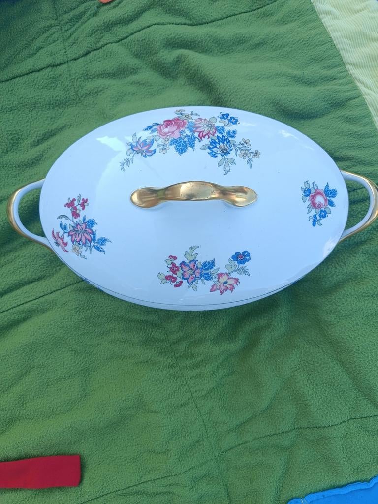 Antiek schotel Limoges 35cmx20cm met gouden rand, Antiek en Kunst, Ophalen