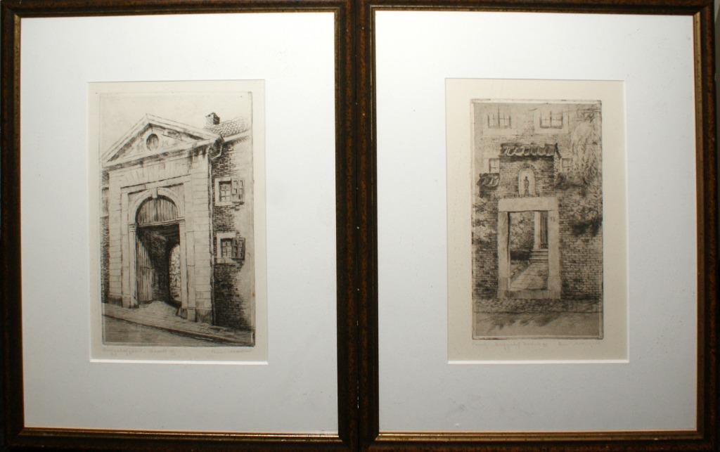 Romain Malfliet (1920-2006): 2 x Begijnhof Hasselt (37x48cm), Enlèvement ou Envoi