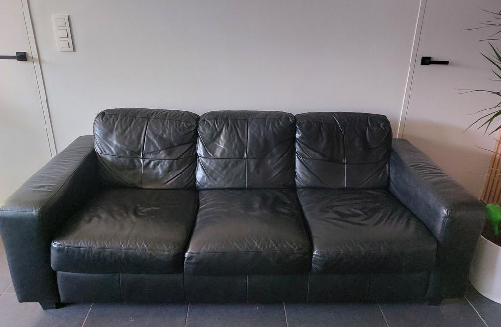 Zwart lederen salon, Ophalen, Gebruikt, Overige materialen