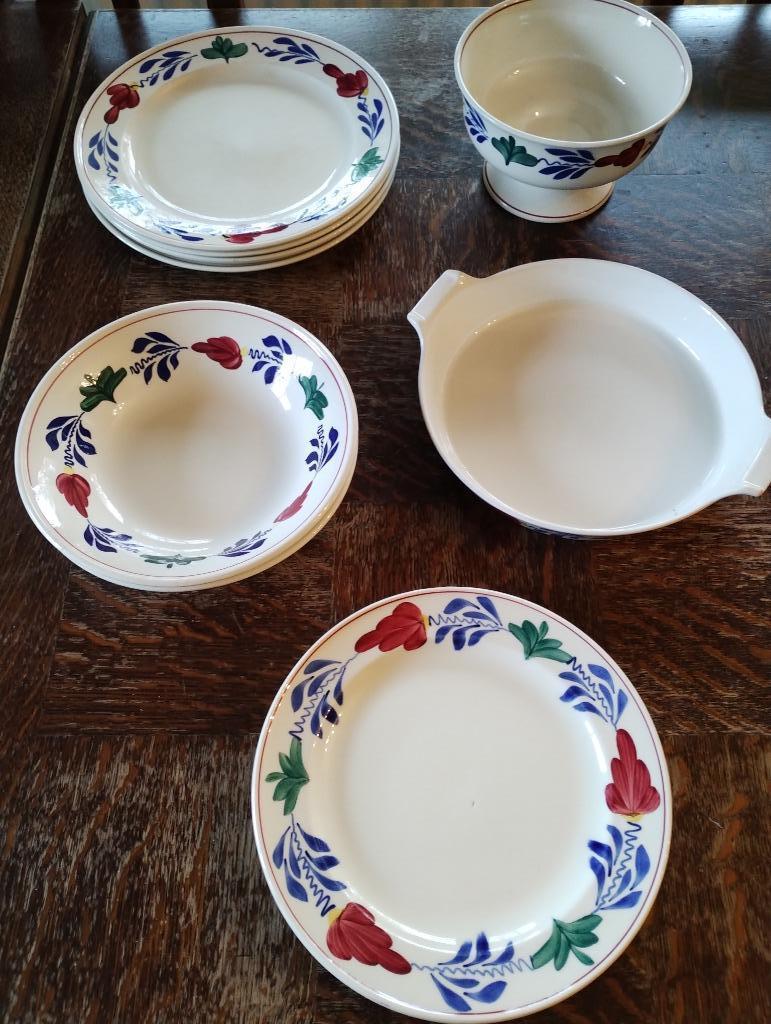 boerenbont Boch servies kommen, borden, ovenschaal, Antiek en Kunst, Antiek | Servies los, Ophalen of Verzenden