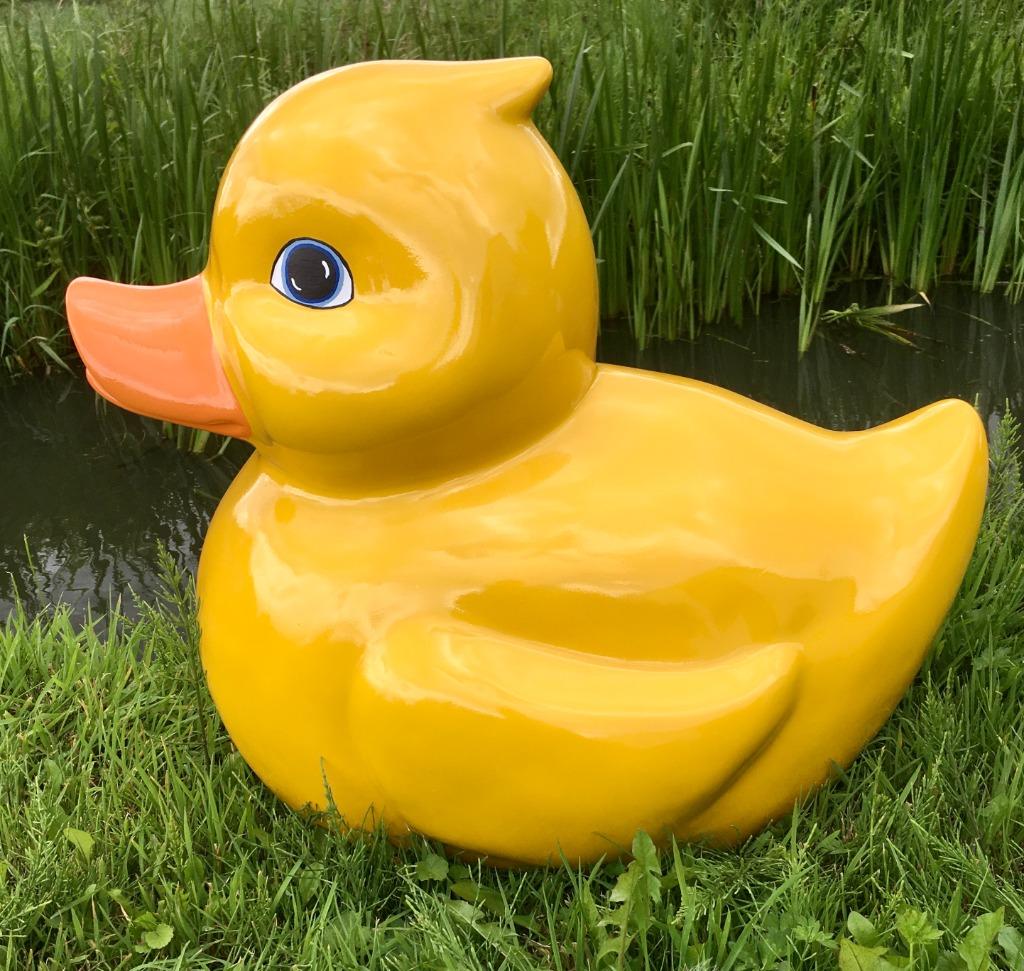 badeend XXL tuinbeeld, Ophalen of Verzenden, Nieuw, Kunststof, Dierenbeeld