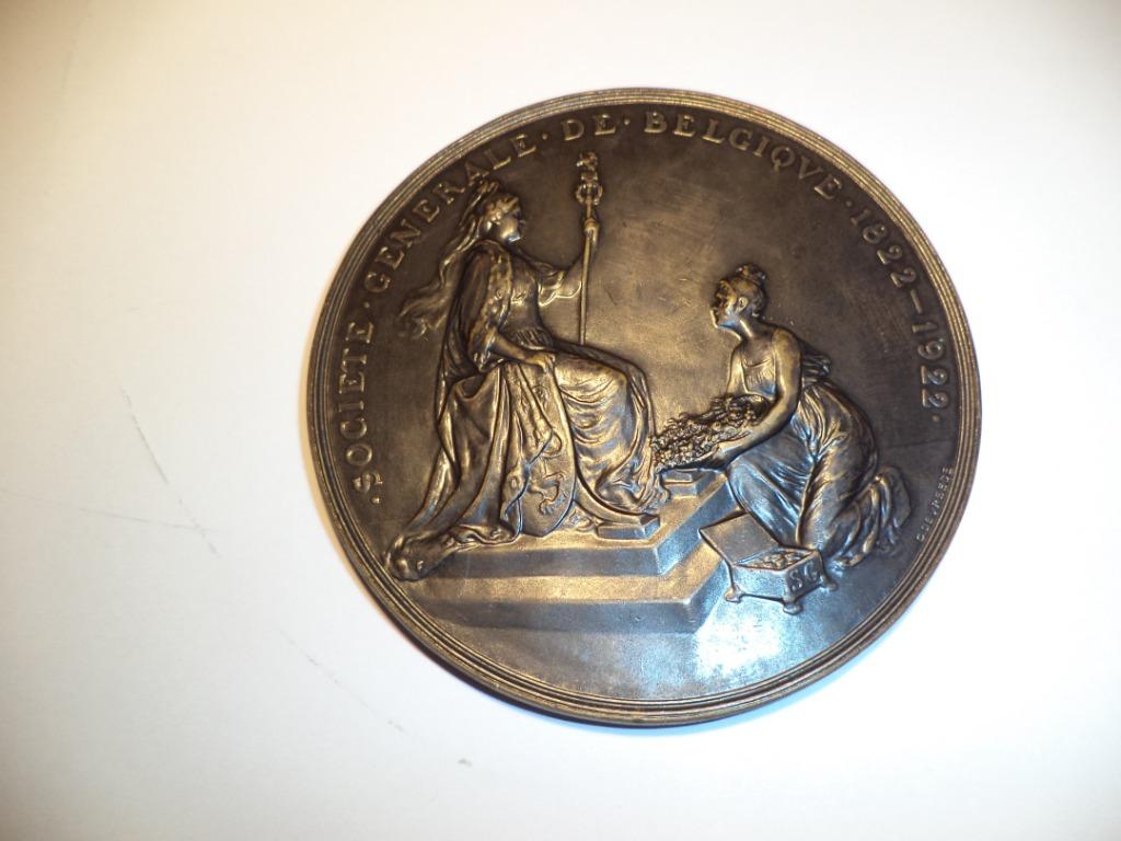 1922 medaille Devreese, brons Fonson 7,5 cm Société Générale, Ophalen of Verzenden, Brons