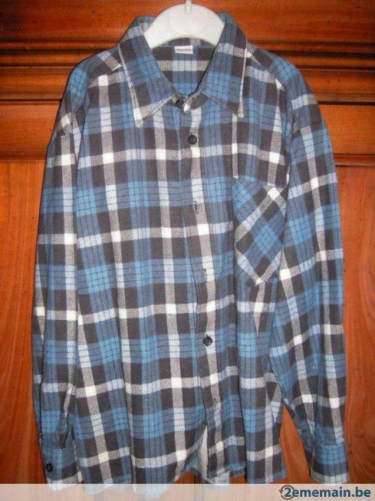Chemise à carreaux bleus 122/128, Utilisé, Garçon, Chemise ou À manches longues