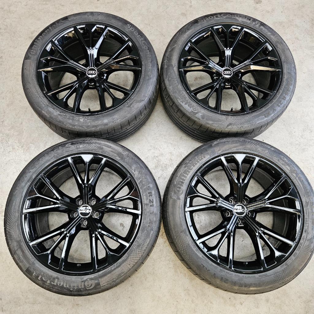 21" Originele AUDI Q8 Zomerwielen Continental ZWART NIEUW, 285 mm, Banden en Velgen, Nieuw, Personenwagen