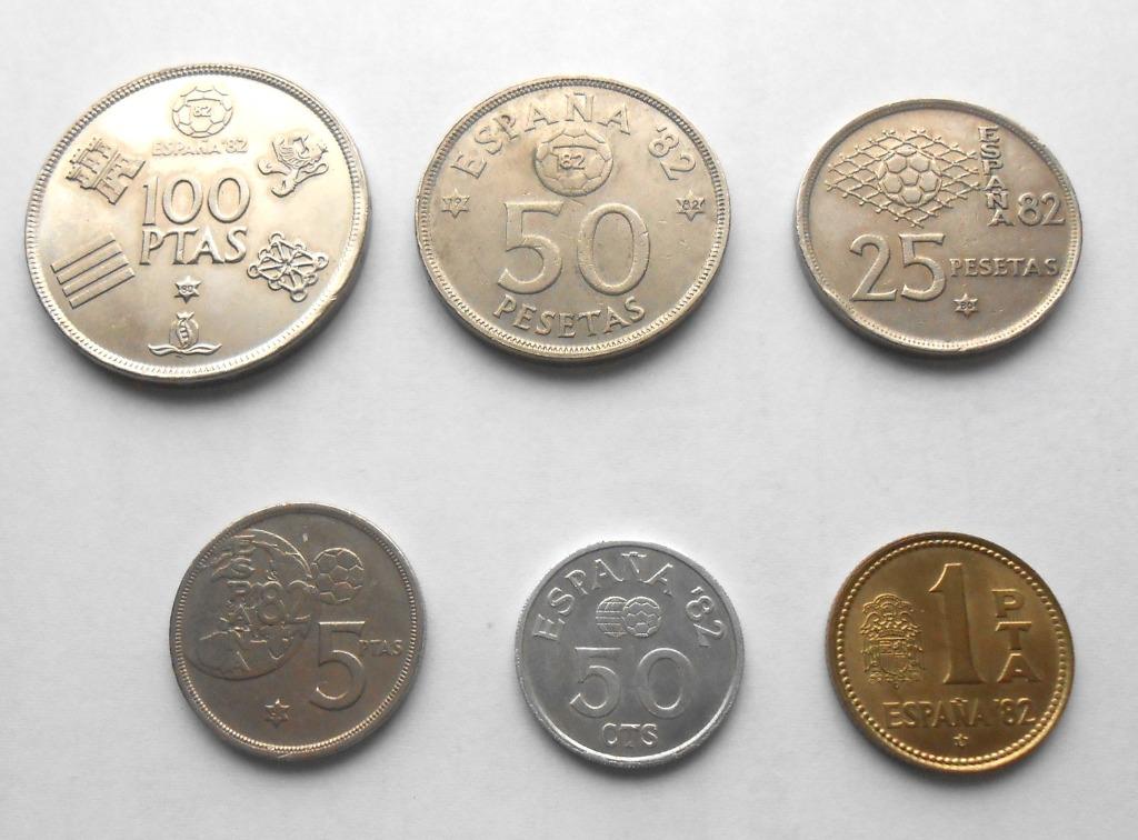 6 monnaies Espagne - Mondial 1982, Enlèvement ou Envoi, Espagne, Autres valeurs, Monnaie en vrac