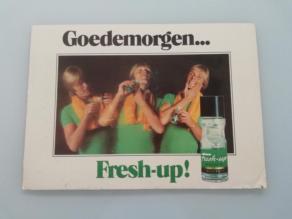 Fresh - Up after shave Valdelis reclame., Enlèvement ou Envoi, Utilisé, Panneau publicitaire