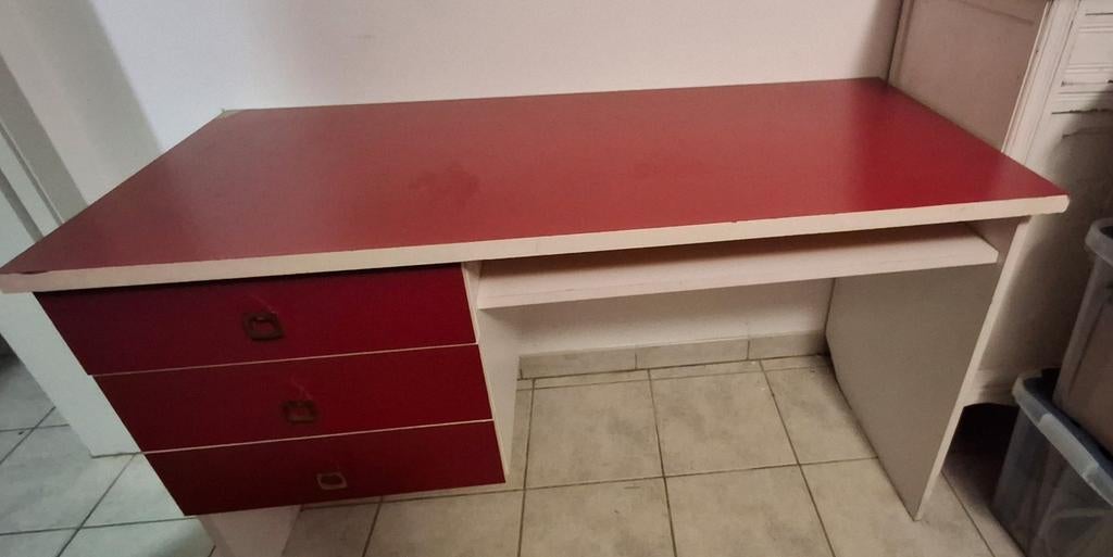 Bureau vintage rouge et blanc, Maison & Meubles, Bureaux
