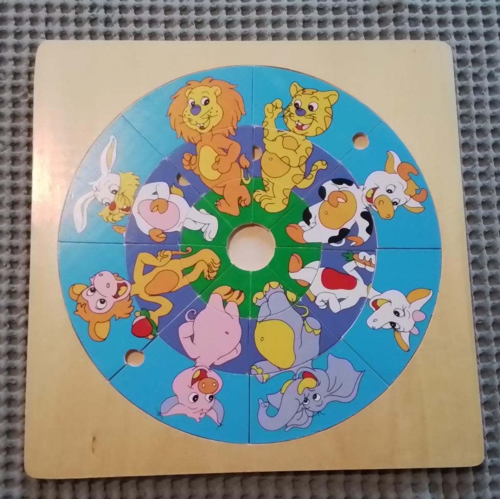 Houten puzzel cirkel dieren, Kinderen en Baby's, Speelgoed | Houten speelgoed, Ophalen of Verzenden, Gebruikt