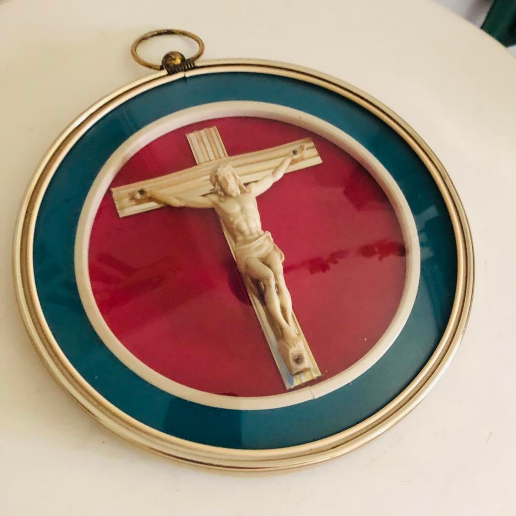 Vintage -Bolle kader - Jezus, Antiek en Kunst, Ophalen of Verzenden