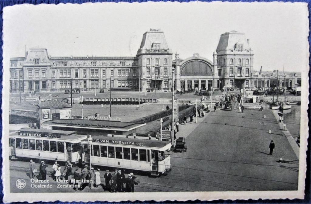 POSTKAART- OOSTENDE, HET ZEESTATION MET TRAM, Verzamelen, Postkaarten | België, Ophalen of Verzenden, Gelopen, West-Vlaanderen