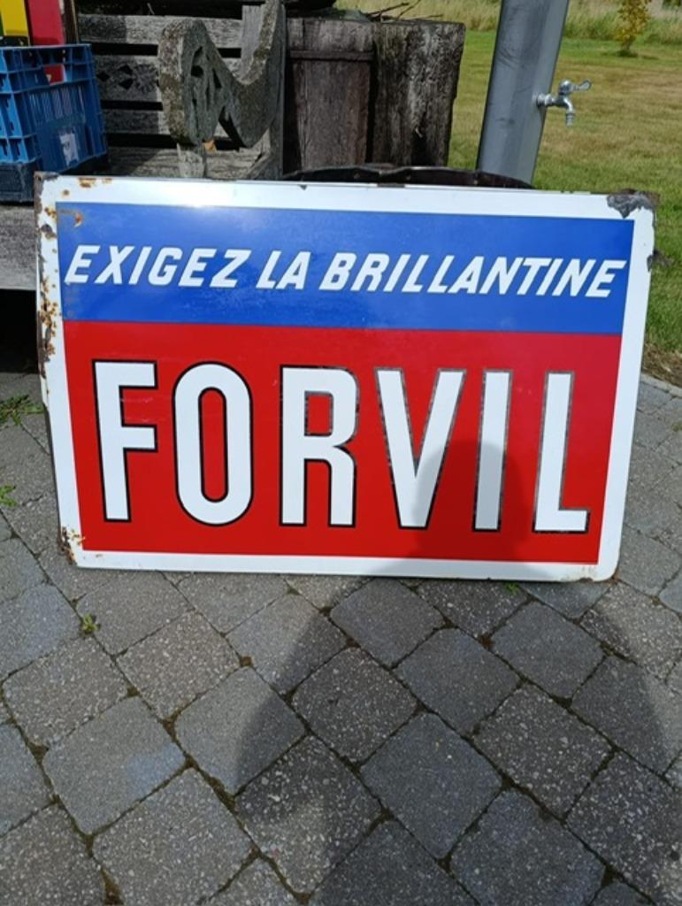 emaille reclame bord Forvil 1, Verzamelen, Ophalen, Gebruikt, Reclamebord