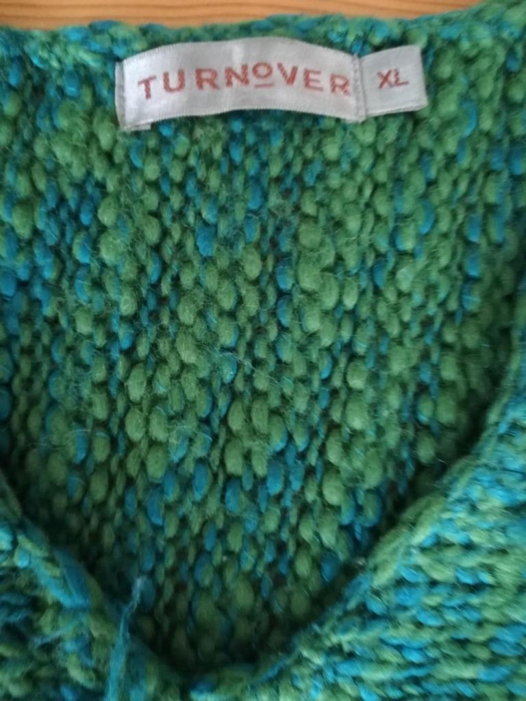 PULL TURNOVER XL VERT (bleu entrelacé) 70 % LAINE 30 % ACRYL, Vêtements | Femmes, Pulls & Gilets, Porté, Taille 42/44 (L), Vert