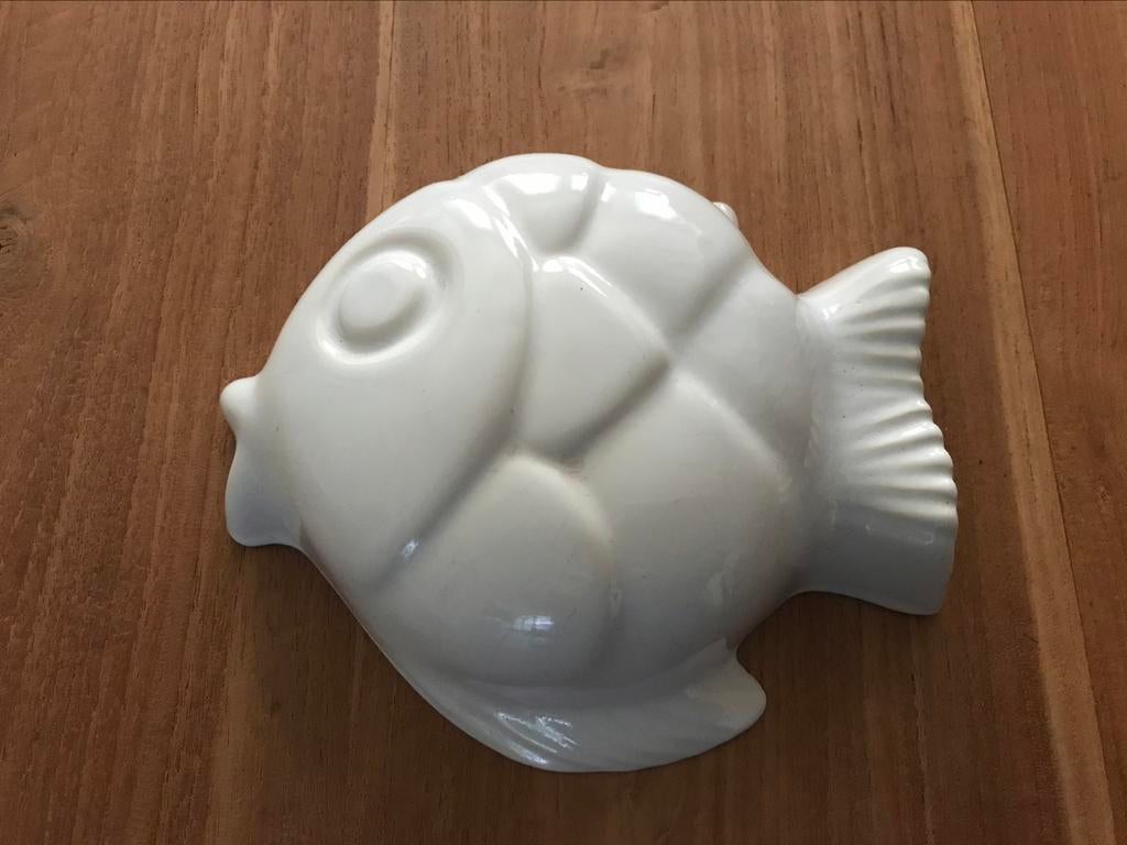 Puddingvorm keramiek vis wit, Antiek en Kunst, Ophalen of Verzenden