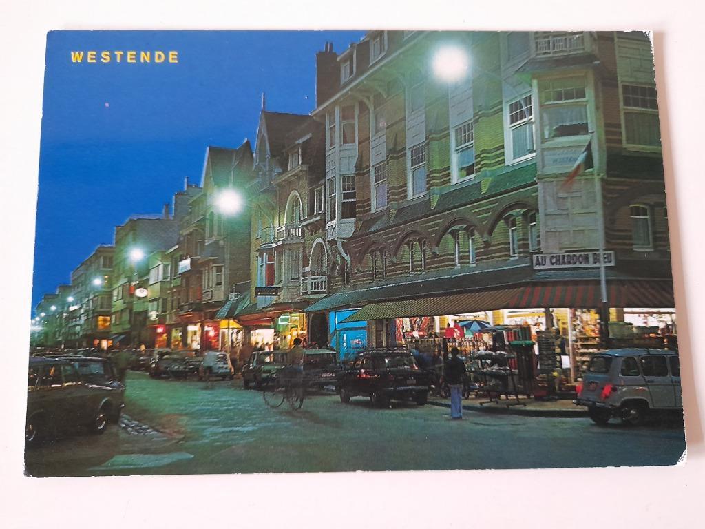 Postkaart Westende - Distellaan bij avond,  1976, Ophalen of Verzenden, 1960 tot 1980, Gelopen, West-Vlaanderen