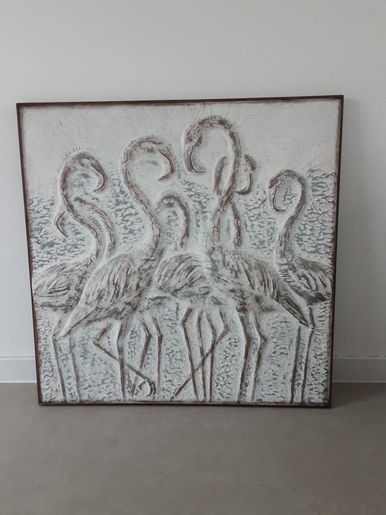 Wanddecoratie met  flamingo's, Ophalen, Zo goed als nieuw