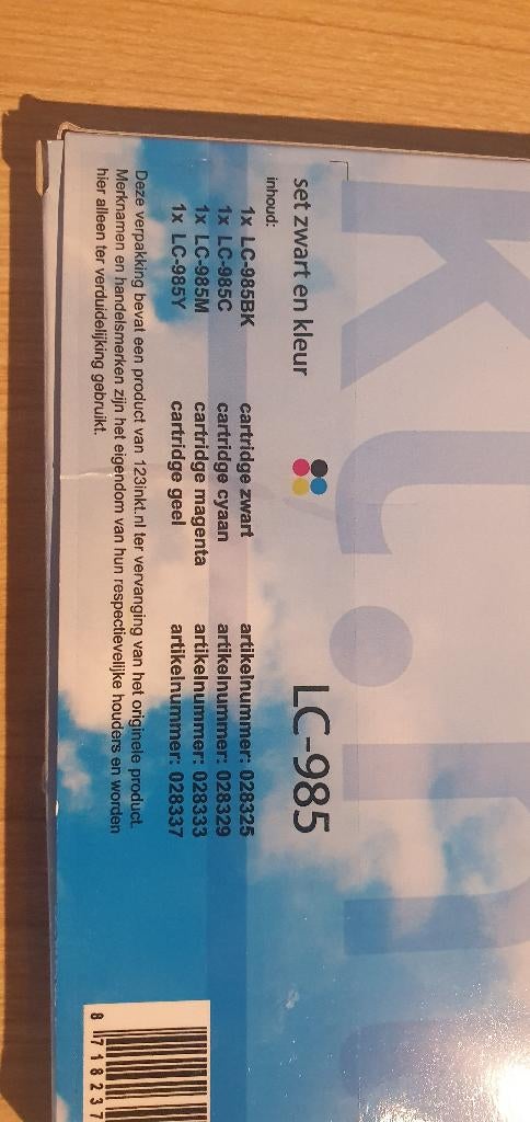 Inktcartridges LC985 multipack 4 stuks, Ophalen of Verzenden, Nieuw, Cartridge, 1 2 3 inkt