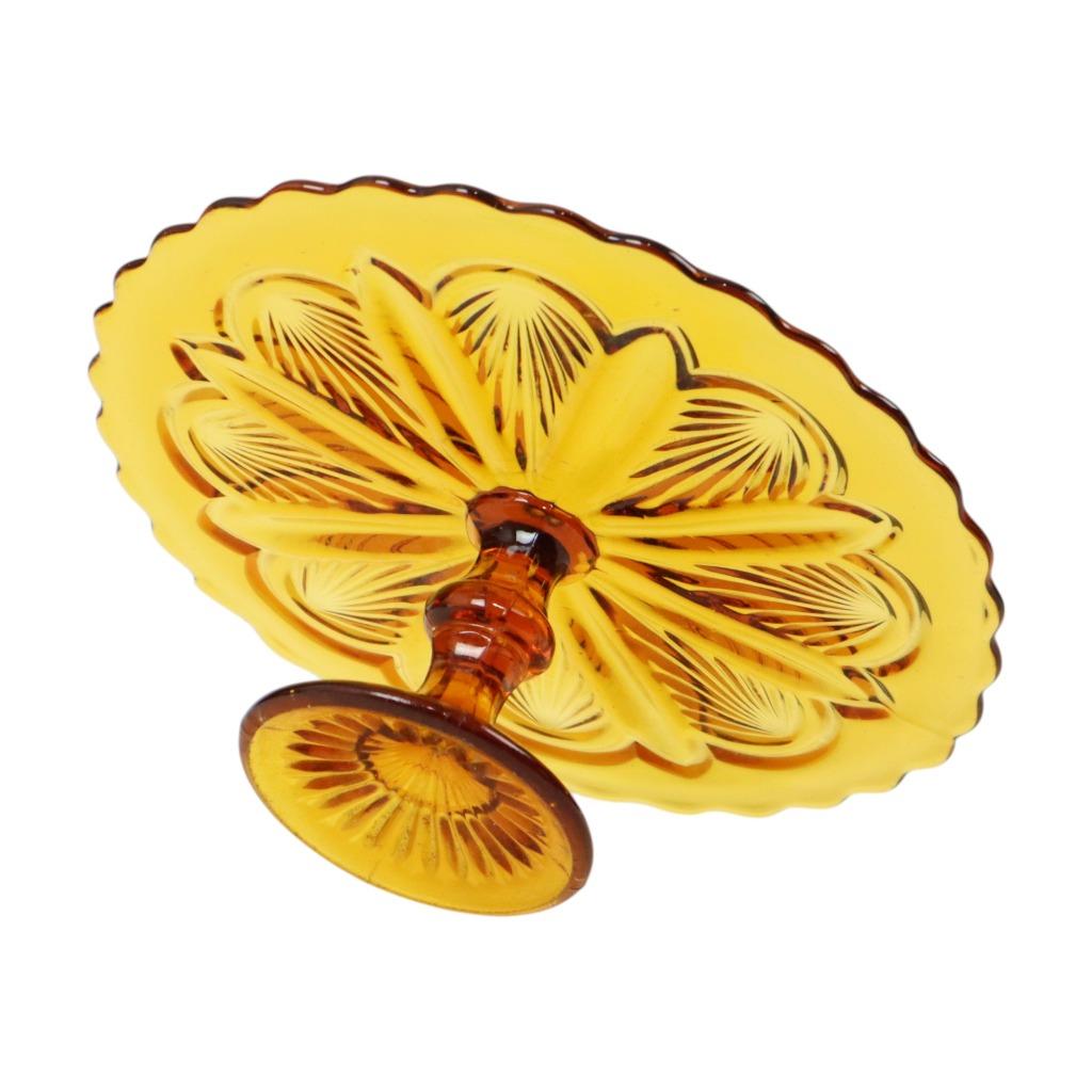 Art Deco Amber Taartschaal Gebak Schaal Depression Glass 27c, Enlèvement ou Envoi