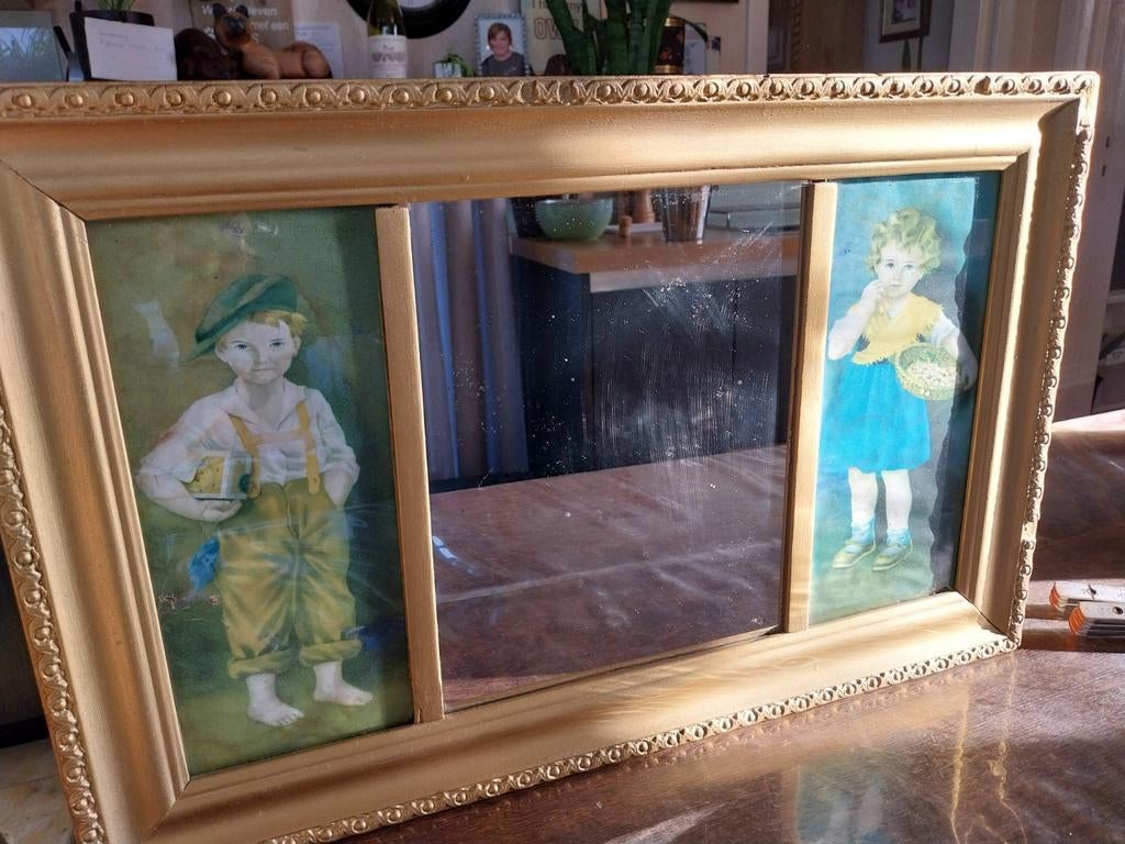 Oud decoratieve spiegel, Antiek en Kunst, Ophalen, Rechthoekig, 50 tot 100 cm, Minder dan 100 cm