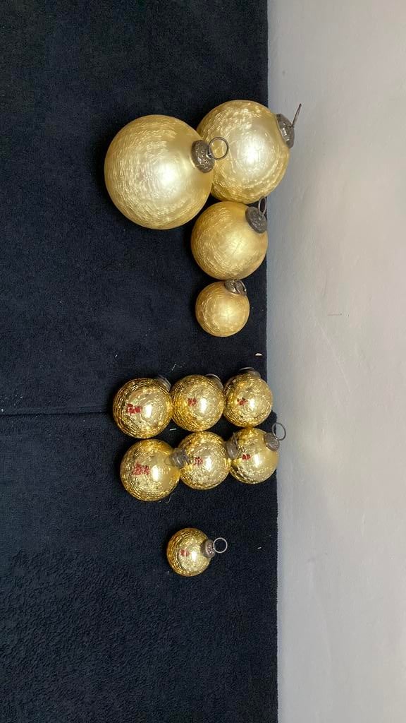 Boules de Noël craquelées dorées - Flamant, Enlèvement, Neuf