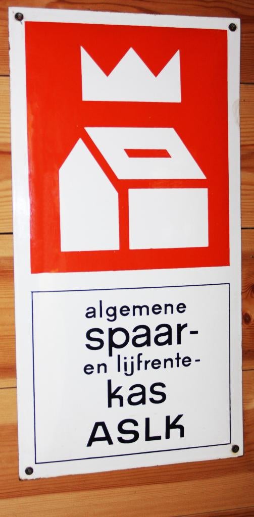 ASLK Emaille Reclamebord / Jaren 70, Ophalen of Verzenden, Zo goed als nieuw, Reclamebord