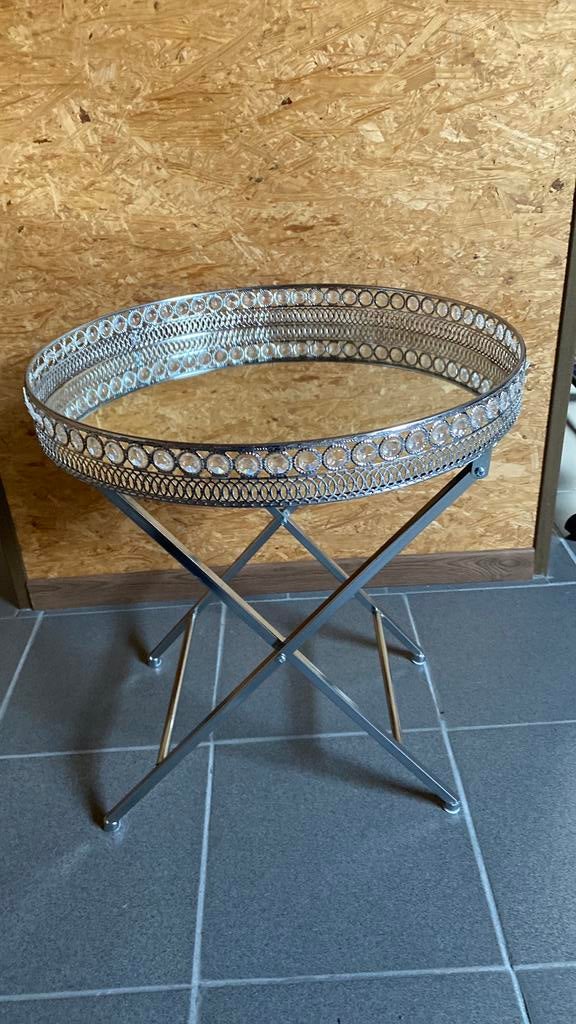 Ronde luxe bijzettafel met spiegel, Ophalen, Zo goed als nieuw