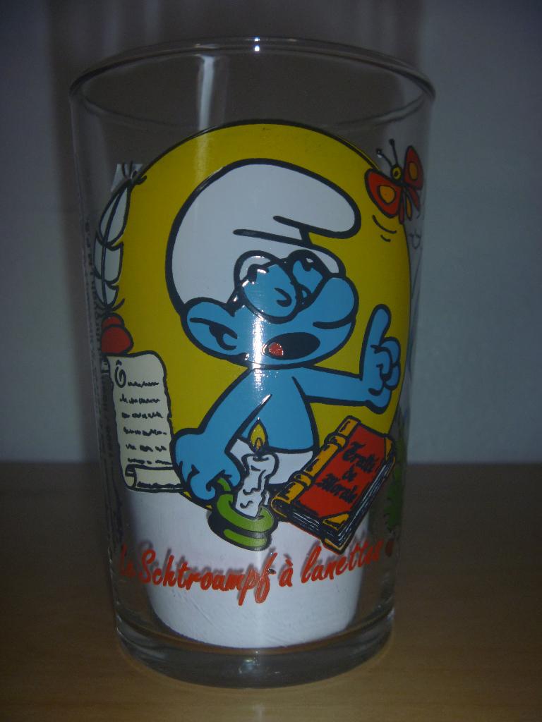 1 verre Schtroumpfs, Enlèvement ou Envoi, Comme neuf, Schtroumpf à Lunettes, Autres types