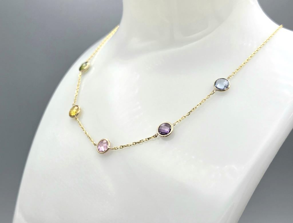 Gouden Vintage ketting met edelstenen. 2025/487., Overige kleuren, Nieuw, Ophalen of Verzenden, Met edelsteen