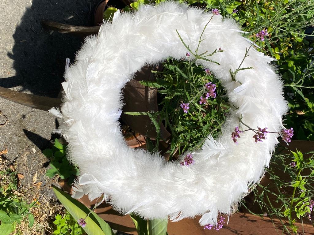 Decoratie: witte verenkrans van 40 cm, Ophalen of Verzenden, Zo goed als nieuw