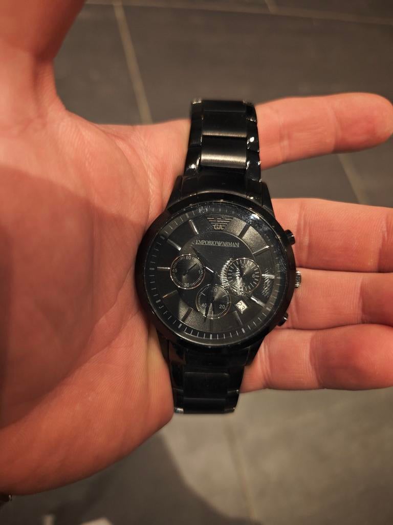 Zwarte Armani horloge te koop, Ophalen, Zo goed als nieuw