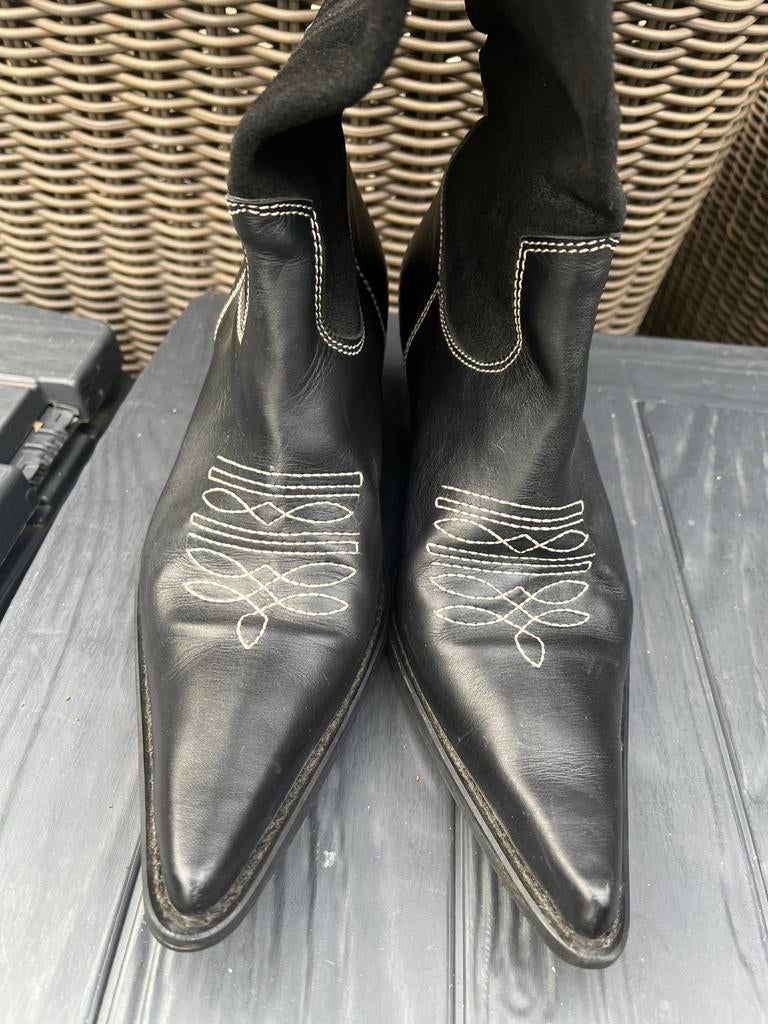 Cowboyboots Salamander zwart leder MAAT 40, Kleding | Dames, Schoenen, Ophalen, Hoge laarzen, Zwart, Salamander