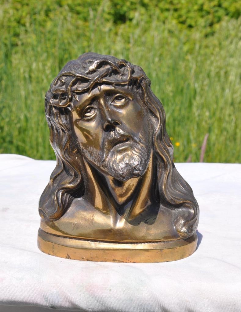 buste tete de christ régule cuivre signé Birembaut, Enlèvement ou Envoi