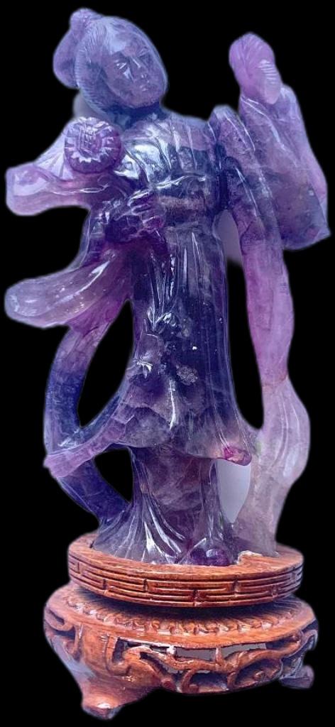 Amethyst Geode Beeld Antiek Kwan Yin Skulptuur Guan Yin, Envoi