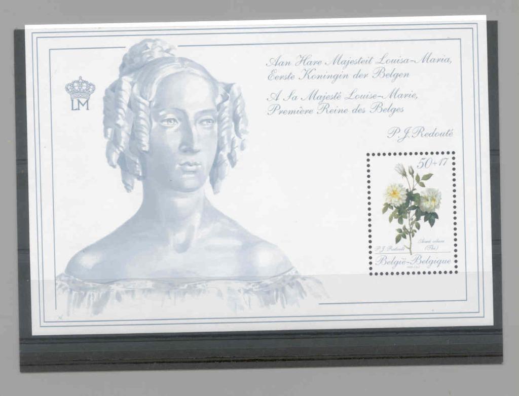 België 1989 Blok Koningin Louisa-Maria en Theeroos **, Postzegels en Munten, Postzegels | Europa | België, Verzenden, Koninklijk huis