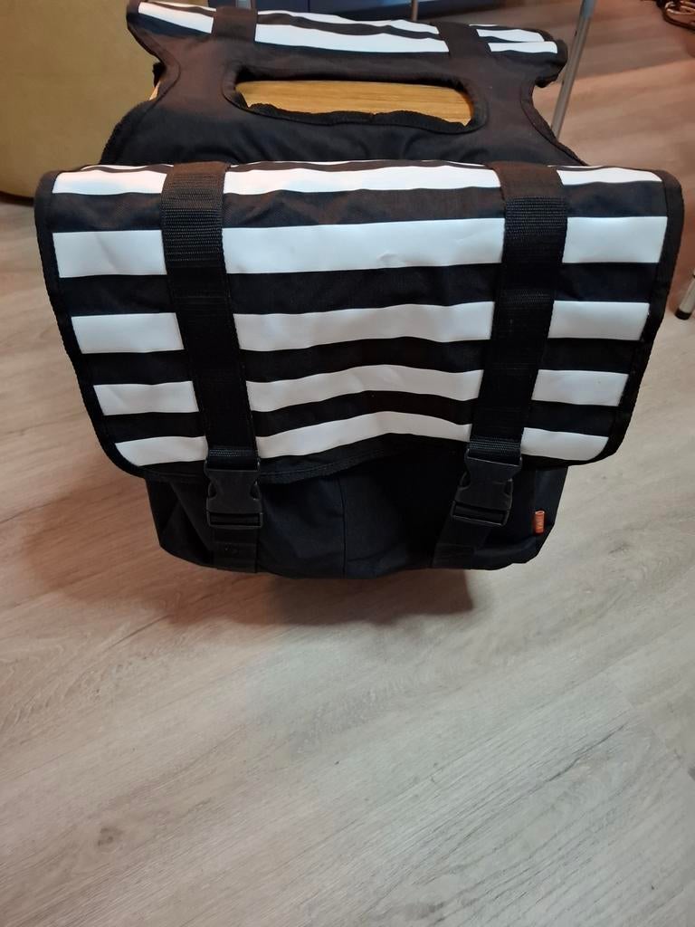 Sacoche de vélo HEMA Double 40 litres - rayée noire/blanche, Enlèvement, Comme neuf, Hema