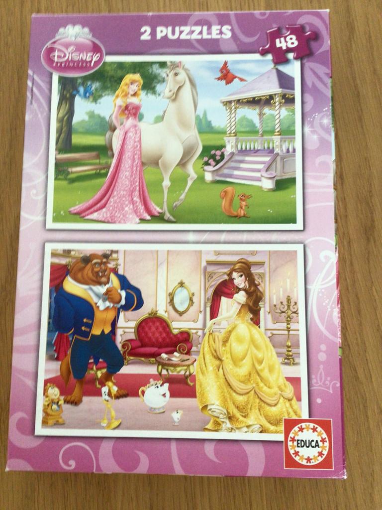 2 puzzles 48 pièces La Belle et la Bête, Enlèvement ou Envoi, Comme neuf