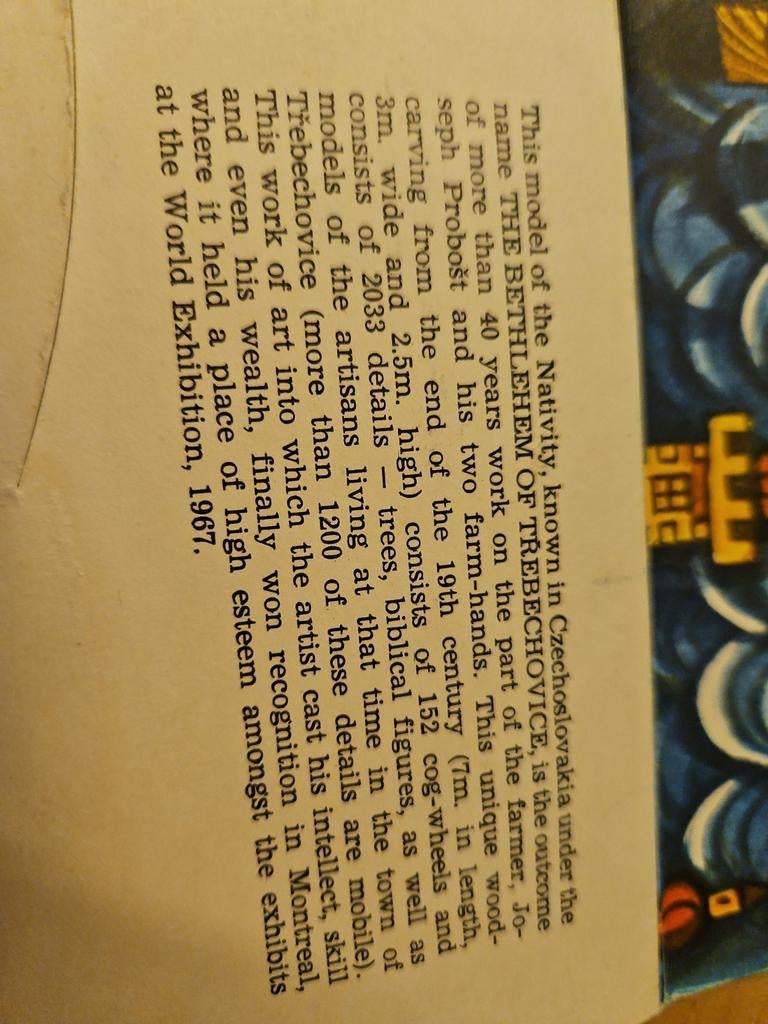 Kerstkaart houtsnijwerk Tsjecho-Slowakije, Verzamelen, Ophalen of Verzenden