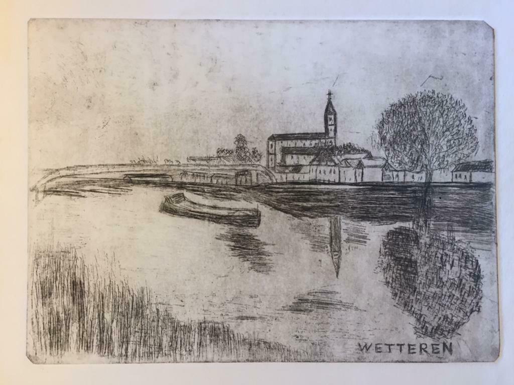Ets, Schelde Wetteren, Bet Tauwels, 13x18 cm, Antiek en Kunst, Ophalen of Verzenden