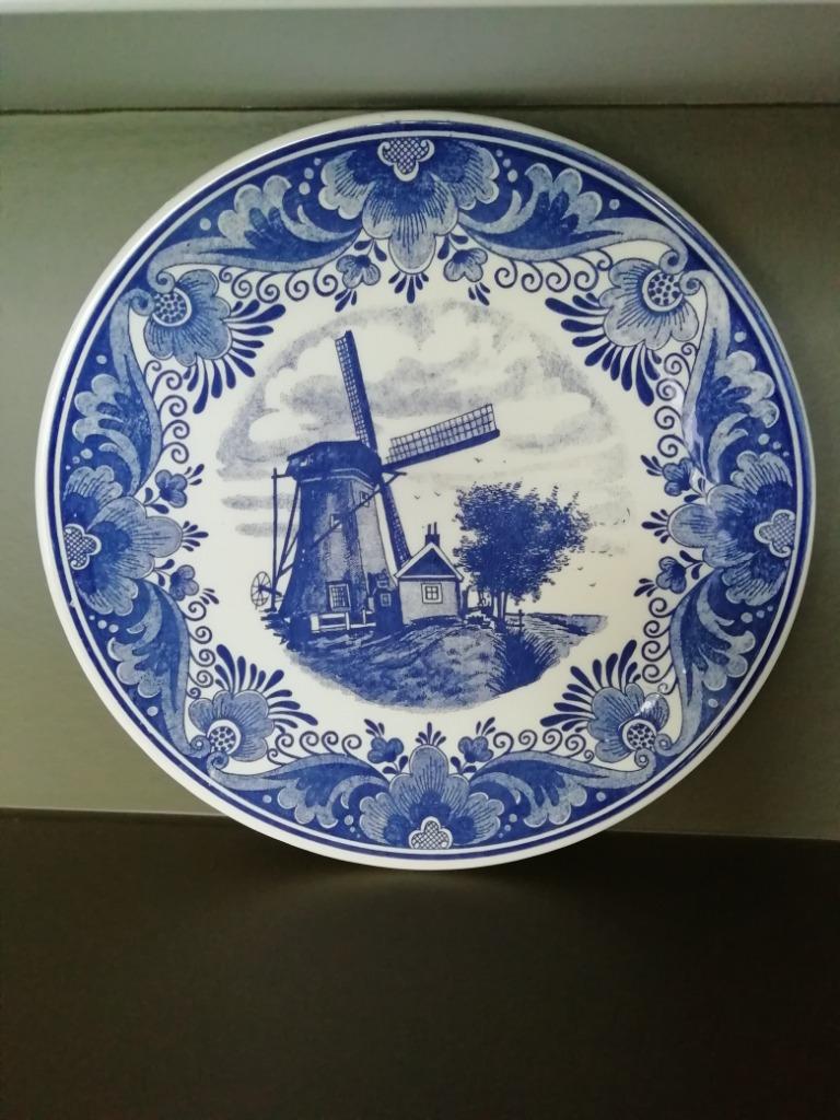 Vintage Delfts Blauw "Chemkefa" wandbord met windmolen, Ophalen