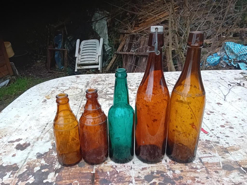 Oude vintage bierflessen brouwerij Lamot Mechelen, Verzamelen, Ophalen of Verzenden