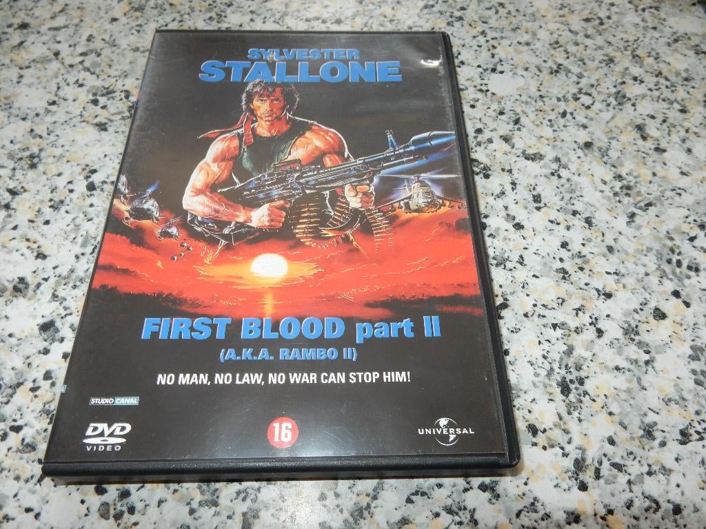 nr.2293- Dvd: first blood part II - actie, CD & DVD, DVD | Action, Comme neuf, Action, À partir de 16 ans, Enlèvement ou Envoi