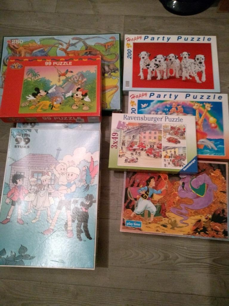 puzzels- 7 stuks, Kinderen en Baby's, Speelgoed | Kinderpuzzels, Gebruikt, Meer dan 50 stukjes, Ophalen of Verzenden