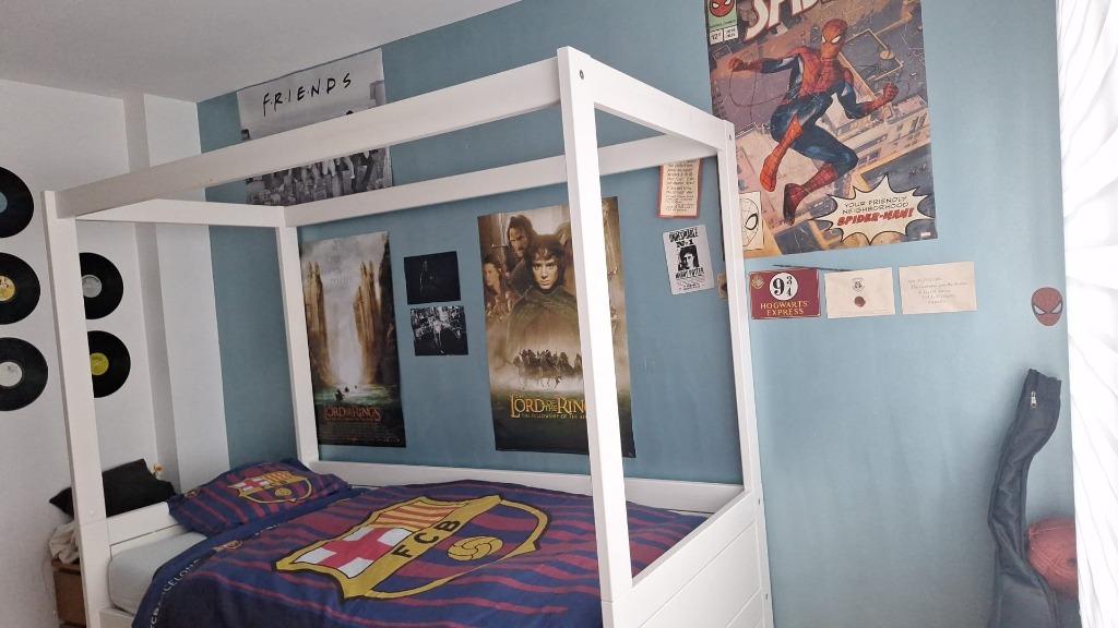 Dernier prix : Lit à baldaquin blanc Lifetime en bon état, 100 cm ou plus, Enlèvement, Matelas, 180 cm ou plus