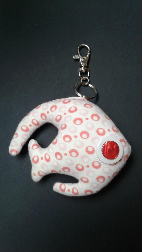 Porte-clé neuf en tissu rose et blanc Poisson exotique, Enlèvement ou Envoi, Neuf