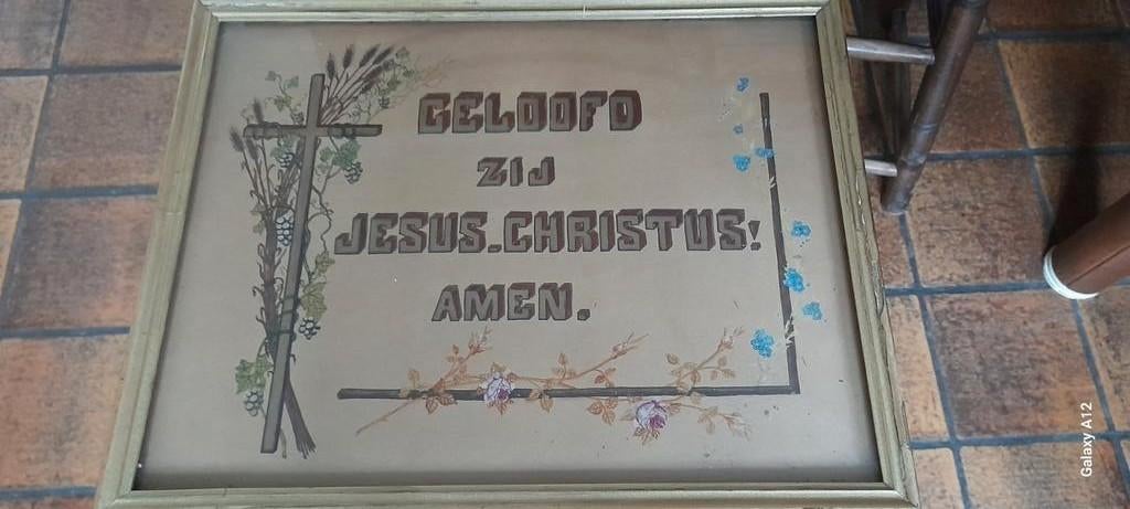 Vintage kader " geloofd zij jezus christus amen", Enlèvement