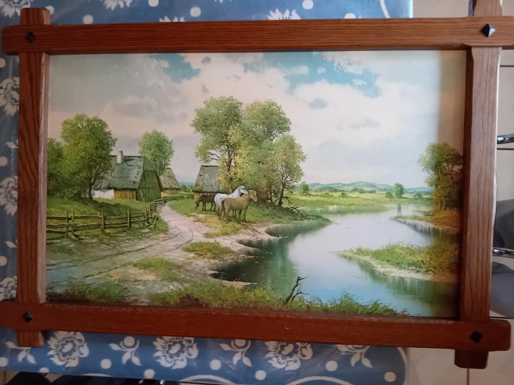 Rustiek landschap in eiken kader, Antiek en Kunst, Ophalen